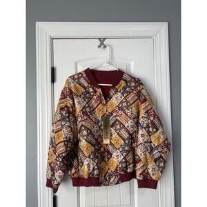 Anna and Frank silk women jacket stand up collar L NWT